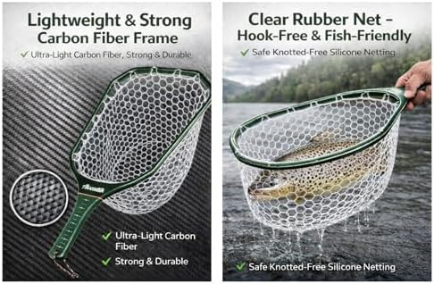 Aventik Fly Floating Fishing Net Carbon Fiber Landing Trout Net Light Weight Clear Rubber Ghost Net Catch & Release - Image 2