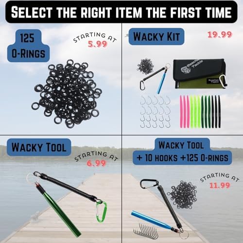 Reaction Tackle Wacky Rig Tool and O-Rings for Soft Plastic Worms, Bass Fishing Wacky Rig and Neko Rig Stick Bait Setup for Largemouth and Smallmouth - Image 4