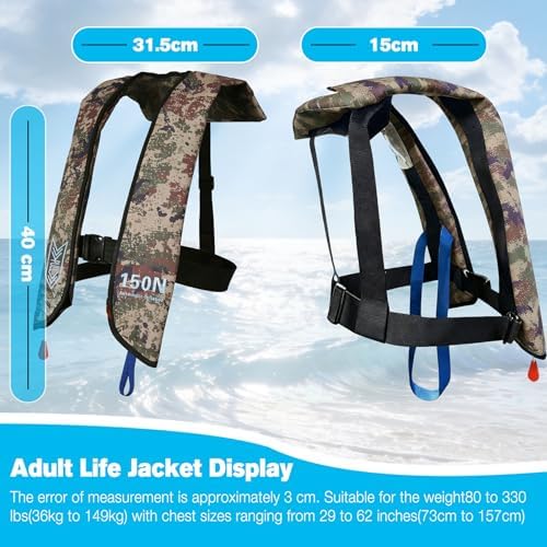 Inflatable Life-Jacket for Adults| Life-Vest Inflation-PFD with Whistle| Automatic & Manual Lightweight Supports up to 300 lbs for Kayaking Fishing Boating - Image 2