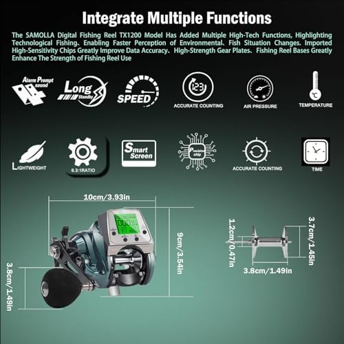 Line Counter Digital Baitcasting Fishing Reel with LCD Display Ultralight Baitcaster Reel, 22-35 Lb Max Drag, 6.3:1/7.2:1 Gear Ratio, Left/Right Hand, for Freshwater & Saltwater - Image 4