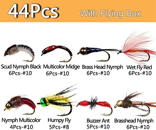 Fly Fishing Flies Kit Trout Steelhead Salmon Bass Flies Assortment 32Pcs-148pcs Include Dry Wet Flies Nymphs Streamers Maggot, Fly Lure Set - Image 2