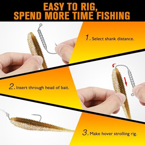 Dovesun 15PCS Hover Rig Jighead Swimbait Jig Heads for Bass Fishing Bass Hooks 1/0 3/0 5/0 Hover Strolling Rig Kit Fishing Jig Heads 1/16OZ 1/8OZ 1/4OZ - Image 6