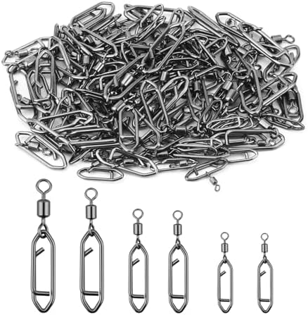 110 Pcs High Strength Fishing Swivels, Stainless Steel Snap Swivels with Quick Change Clips, Saltwater Freshwater Fishing Accessories, Black Nickel Coated by Unknown