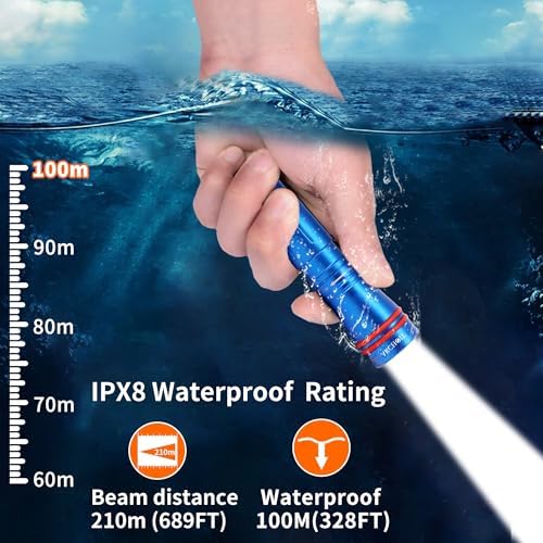 ARCHON D2A Small Diving Flashlight, Dive Headlamp Waterproof Flashlight Blue Backup Light with Stainless Steel 316 Face Mask Clip for Underwater Lighting - Image 5