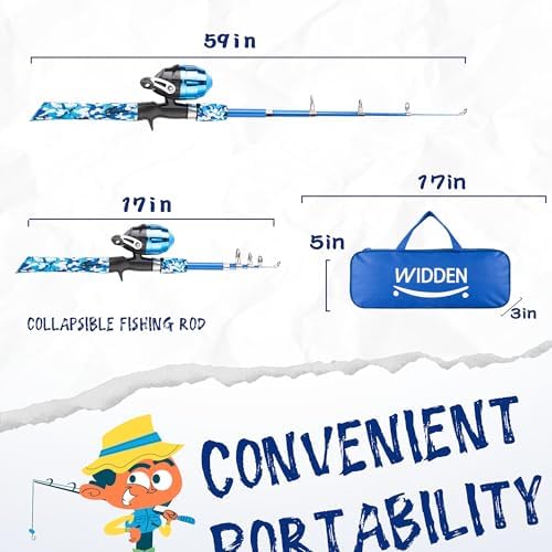 WIDDEN Kids Fishing Pole with Reel Beginner Kit for Boys Girls Ages 3-12 - Image 2