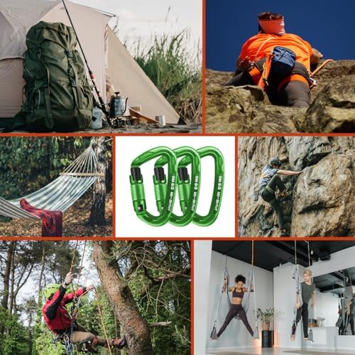Climbing Carabiner Clips 25kN Auto Locking Carabiner, Professional Heavy Duty Large Locking Carabiner Clips for Rock/Ice Climbing Rappelling Rescue Swing etc, D Shaped, Large Size - Image 5