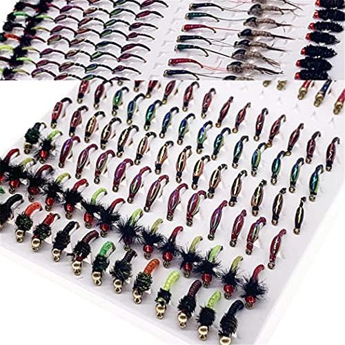 OutdoorFishing Fly Fishing Flies Kit Fly Assortment Trout Bass Fishing with Fly Box, 33/48/72/100/114/148pcs with Dry/Wet Flies, Nymphs, Streamers, Popper by Qievcrme