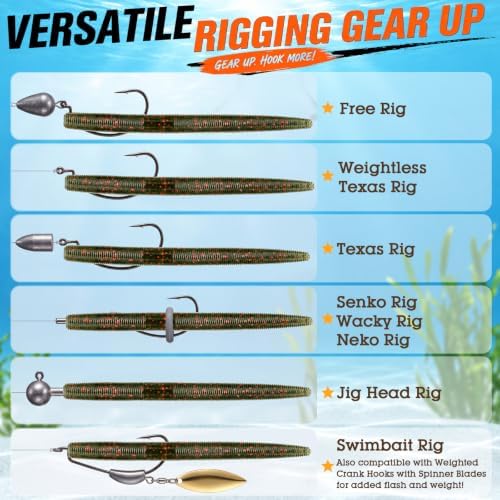 Vinsot 200 Pack Soft Plastic Bass Fishing Lures 5" - Image 4