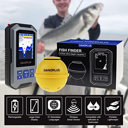 Portable Fish Finder Large HD Display Wireless Depth Finders for Boats with 147 feet Depth Detection Sensor, Rechargeable Castable Fish Finder Display Fish, Temp - Image 2