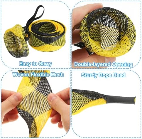 PATIKIL Rod Sock, Fishing Rod Sleeve Cover Braided Mesh Pole Protector Gloves Fishing Tools Pointed End for Spinning Fishing Rod Fly Rod Ice Rod Casting Rod - Image 3