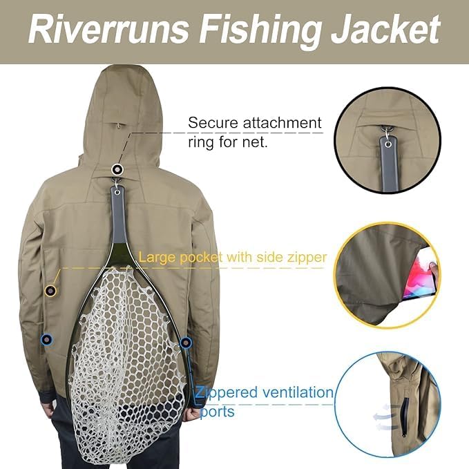 Riverruns Fishing Wading Jacket, Breathable Outdoor Fly Fishing Rain Coat - Image 5