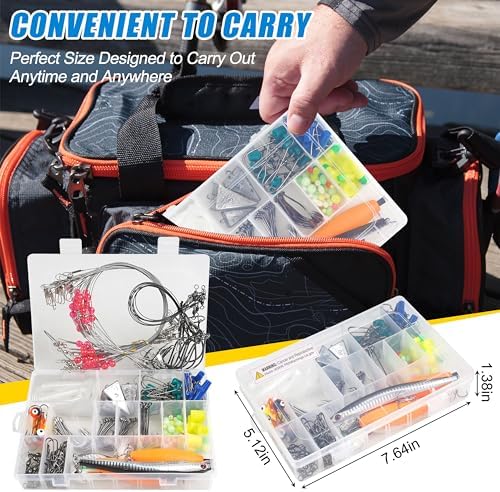 SILANON Saltwater Surf Fishing Tackle Kit,174pcs Ocean Saltwater Fishing Gear Surf Fishing Rigs Saltwater Lures Bucktail Jigs Pyramid Sinkers Fishing Floats Hooks Swivels Surf Fishing Accessories - Image 5