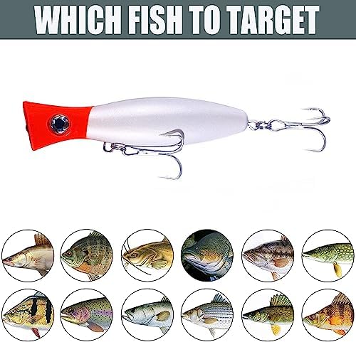 Popper Fishing Lure, JAZALIC Topwater Popper Lures 3D Eyes Fishing Accessories for Saltwater Surface Casting and Freshwater Surface Fishing, Gt Tuna Kingfish Large Predator Fish (5.11in, 1.48Oz) - Image 5
