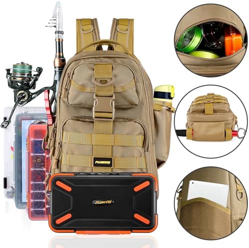 PLUSINNO Fishing Backpack Tackle Bag, Water-Resistant Backpack with Rod Holder, Ideal Gifts for Men - Image 3