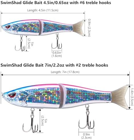 Bassdash SwimShad Glide Baits Jointed Swimbait Bass Pike Salmon Trout Muskie Fishing Lure - Image 2