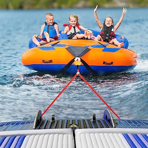 Heavy Duty Boat Tow Harness, Floating Ski Tow Boat Harness with Stainless Steel Hooks, Pulley and Float, Self Centering Tube Rope Tow Harness for Tubing, Water Skiing, Wakeboarding - Image 6