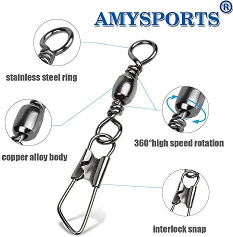 AMYSPORTS Stainless Steel Snap Swivel Saltwater High Strength Snaps Fishing Barrel Line Connector Fishing Swivels Barrel Safety Snap Fishing Tackle Stainless Steel Accessories - Image 3