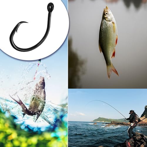 10PCS High-Carbon Steel Circle Hooks Barbed Fishing Hooks with Holes, Freshwater and Saltwater Fishing Hooks for Tuna, Catfish, Bass - Image 6