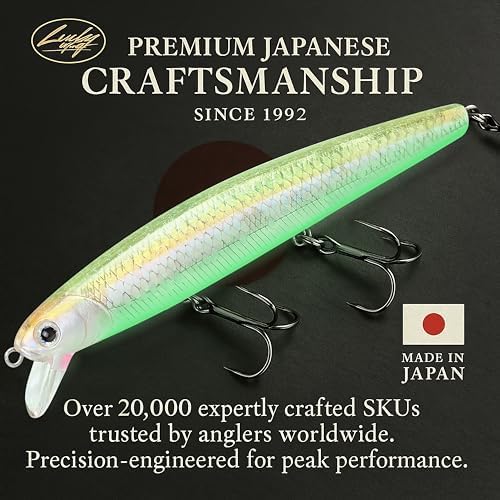 LUCKY CRAFT FlashMinnow 110, Super Glow Series, Saltwater Fishing Lures, Jerkbait Surf Fishing Accessories and Gear, 1-2 ft Slow Suspending Topwater Lure, Halibut and Bass Fishing Lures - Image 2