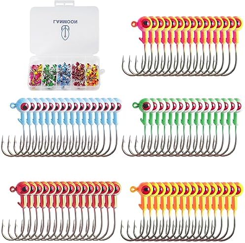 Crappie Jig Heads Kit, 75 Pieces Fishing Jig Head Hooks for Fishing Crappie Bass Trout Walleye 1/8oz 1/16oz 1/32oz by Lanmoon