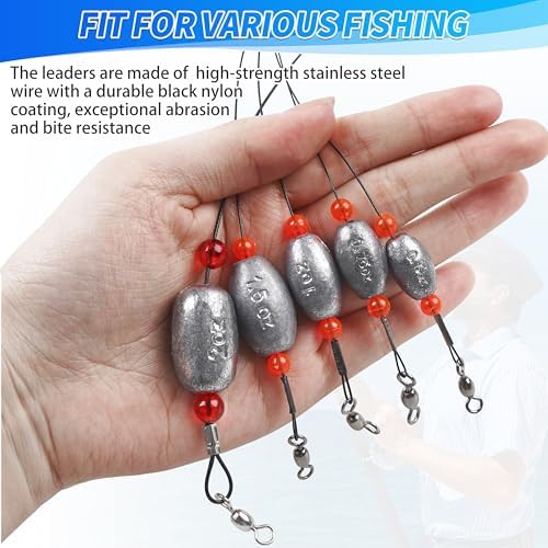 AGOOL Carolina Rig Catfish Rigs Saltwater Bottom Surf Fishing Rigs with Fishing Wire Leader Egg Sinkers Flounder Rigs Fishing Ready Rigs for Flounder Striped Bass Grouper Drum Redfish Fishing - Image 6