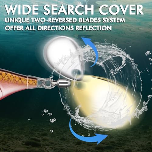 TRUSCEND Swim or Jig Fishing Spinner Baits for Freshwater and Saltwater, Rooster Tail Fishing Lures for Trout Bass Walleye Crappie Salmon Pike, Blade Bait with Copper Blade - Image 6