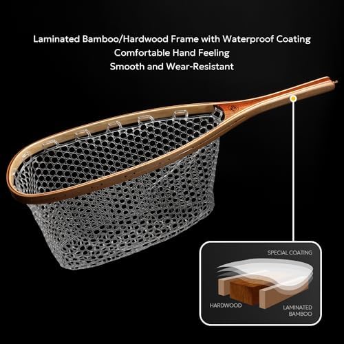 SF Fly Fishing Landing Net Soft Rubber Mesh Trout Net Catch and Release Net - Image 4