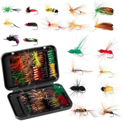 120PCS Fly Fishing Flies, Hand-Tied Flies for Trout Bass Salmon by Unknown