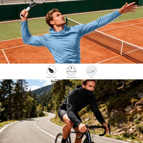 HovSiyla Mens Fishing Hoodie UV Sun Protection Shirts UPF Rash Guard Long Sleeve Shirts Hiking Performance Mesh Face Mask Top - Image 6