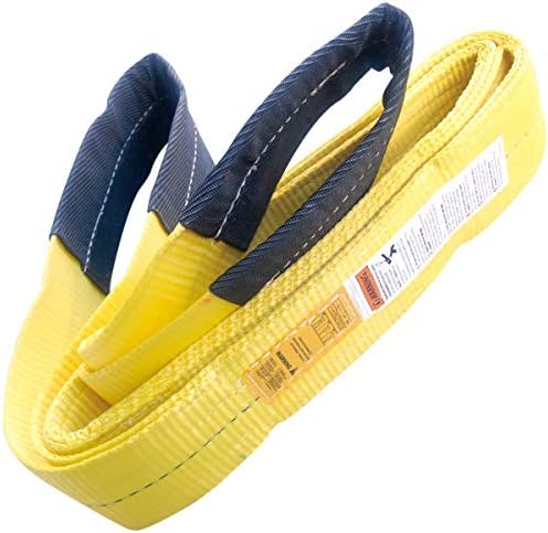 4" x 6' Polyester Lifting Sling Tow Strap Flat Eye & Eye 2PLY Vertical 11500 LBS Basket 23000 LBS Choker 9200 LBS by YellowLifting