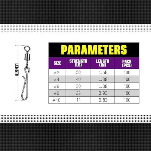 AMYSPORTS Rolling Connector Fishing Swivel Saltwater Corrosion Resistance Snap Swivels Kit Stainless Quick Fishing Snap Barrel Freshwater Trolling Accessories - Image 6