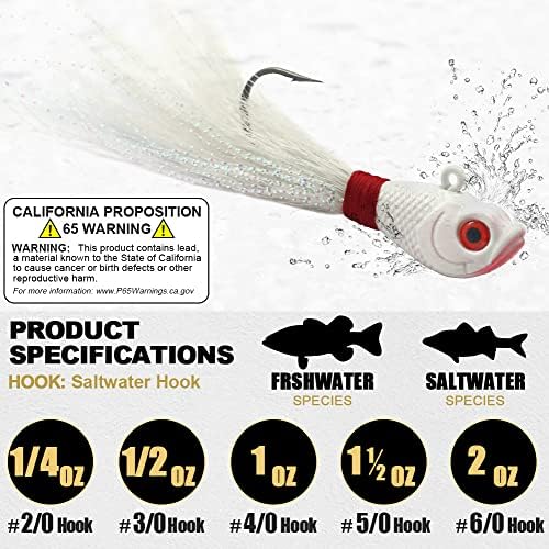 Bucktail-Jigs-Saltwater-Hair-Jigs-Head -Fishing-Lures-Assorted Kit - Image 2