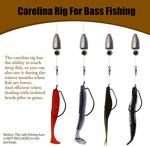 Dovesun 10/5PCS Ready Tied Carolina Rig Kit for Bass Fishing Catfish Rig Catfish Hook Kit with Bass Hooks, Swivel, Fluorocarbon Line, Weights - Image 5