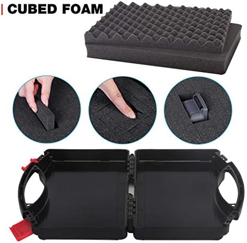 Small Hard Carrying Case with Pluck Foam Interior for iPhone, GoPro, Camera, and More- Outer Size 9.3 x 7.5 x 2 Inches, Black - Image 4