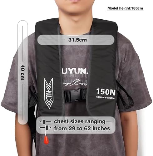 Inflatable-Life-Jacket| Lightweight Life-Vest for Adults| Automatic Inflatable-PFD| Supports up to 300 lbs - Image 2