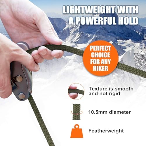 X XBEN Outdoor Climbing Rope 10M(32ft) 20M(64ft) 30M(96ft) 50M(160ft) 70M(230ft) 152M(500FT) 352M(1000FT) Static Rock Climbing Rope for Escape Rope Ice Climbing Equipment Fire Rescue Parachute - Image 5