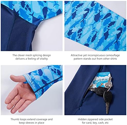 BASSDASH Men’s UPF 50 Performance Fishing Shirt Cooling Hoodie Camo Long Sleeve FS17M - Image 5