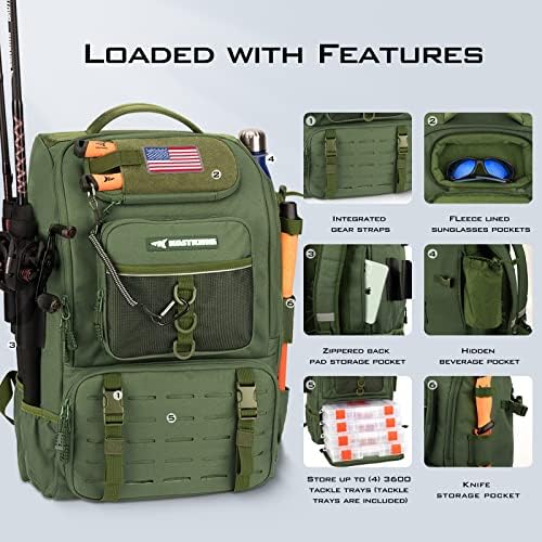KastKing KarryAll Fishing Backpack with Rod Holder 4 Tackle Boxes, 40/26L - Image 3