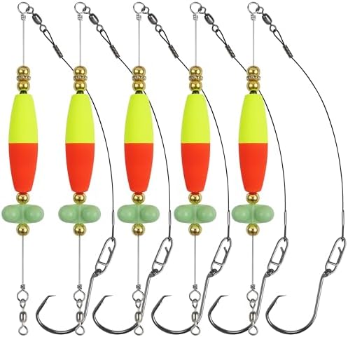 Catfish Rigs Catfish Float Rigs, Catfishing Tackle with Rattles Beads Peg Floats Santee Cooper Rigs for Bank Fishing 6/0 8/0 Circle Hooks by SILANON