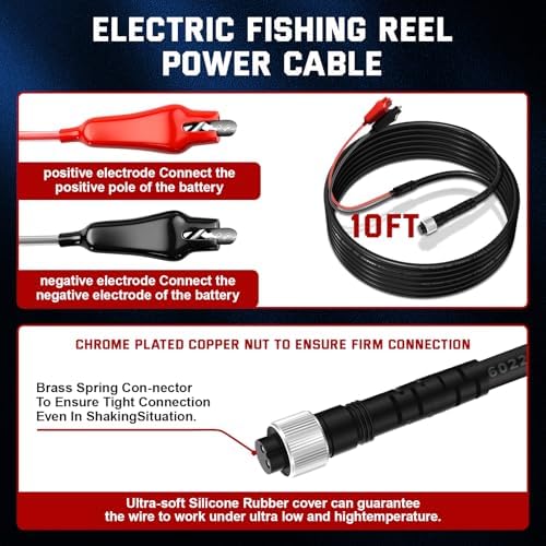 10FT Fishing Reel Replacement Part for Daiwa 1000 750 500 and for Shimano Power Cord Cable Battery Connecting Line Double Connectors 3M - Image 2
