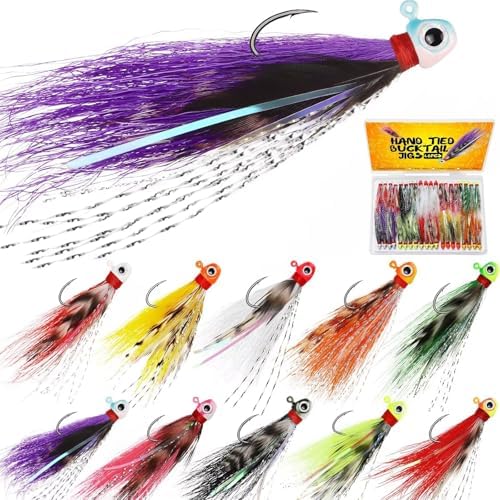 Crappie Jigs Hand-Tied Hair Jigs Fishing Jigs Bucktail Crappie Jig Heads by Dovesun