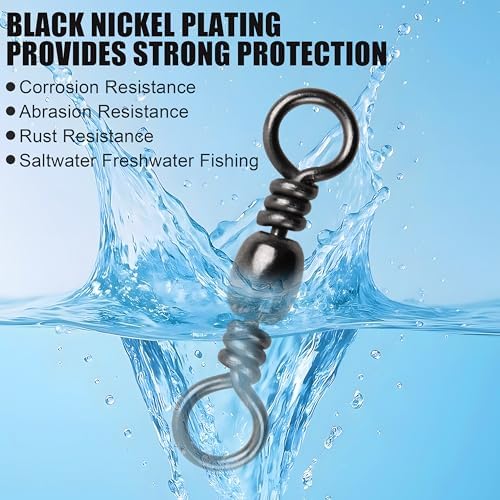 SILANON Fishing Barrel Swivels Kit, High Strength Rolling Barrel Swivels Fishing Tackle Stainless Solid Ring Brass Barrel Swivels Fishing Lure Leader Line Connectors Saltwater Freshwater - Image 4