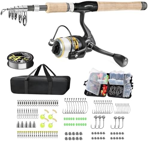 Carbon Fiber Fishing Pole Combo Set - 2.1m/6.89ft Spinning Reel, 145pcs Accessories Kit for Saltwater & Freshwater Fishing by ForYouthandBeginners
