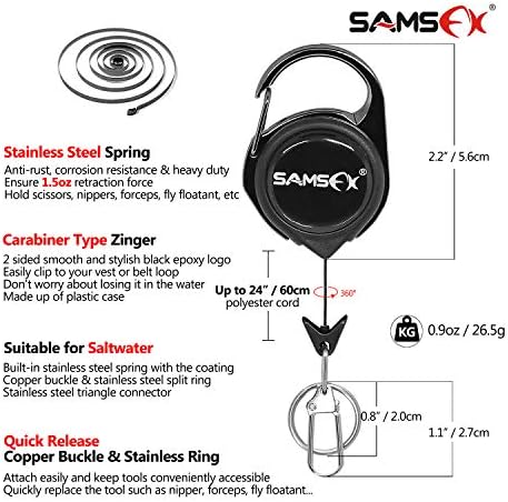 SAMSFX Mini Snap Split Ring Fishing Pliers with Retractors Combo, Scissors Braid Cutters, Lightweight Stainless Steel Fly Fishing Tools, Split Ring Pliers, Hook Remover - Image 3