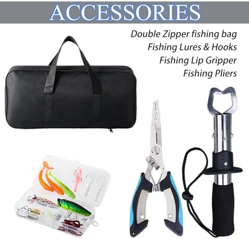 Tripquips Fishing Rod, 6.9ft Telescopic Fishing Rod and Reel Combo with Fishing Pliers and Lip Gripper Fishing Equipment, 5.2:1 Pre-Loaded Spinning Reel Combo Set Fishing Pole - Image 5