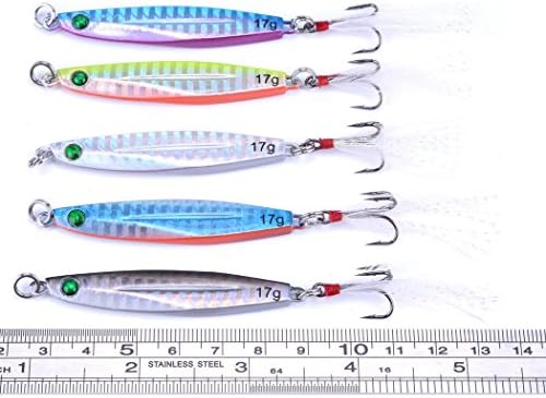 Aorace 10pcs Hard Metal Jigs Diving Sea Fishing Lures Minnow Popper Baits Tackle Crankbait Saltwater Freshwater Lures with Feather - Image 4