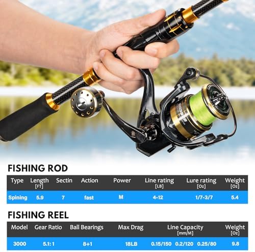 THKFISH Telescoping Fishing Rod and Reel Combo with Fishing net, Carbon Fiber Travel Fishing Pole Spinning Reel Kit with Fishing Lures, Fishing Tools Kit for Men - Image 4