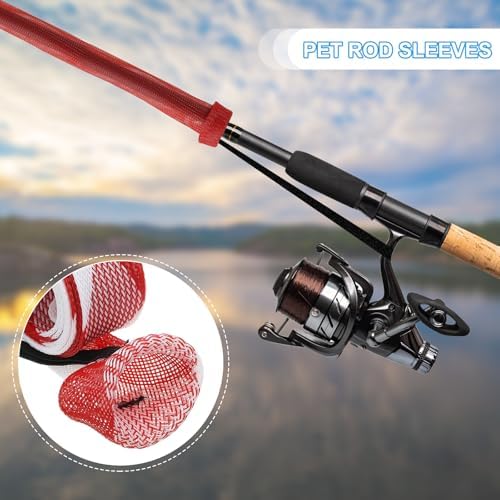 PATIKIL Rod Sock, Fishing Rod Sleeve Cover Braided Mesh Pole Protector Gloves Fishing Tools Pointed End for Spinning Fishing Rod Fly Rod Ice Rod Casting Rod - Image 5