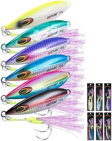 Goture Slow Pitch Jigs with Double Assist Hooks and Swivel, 40g-250g by Goture