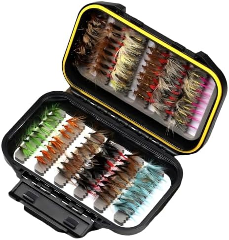 24/32/48/72/96 Fishing Lures Set with Waterproof Fly Box Fly Fishing Flies Assortment Dry Wet Nymphs Streamers & Wooly Buggers Trout Flies for Bass Salmon Fresh Saltwater by Unknown